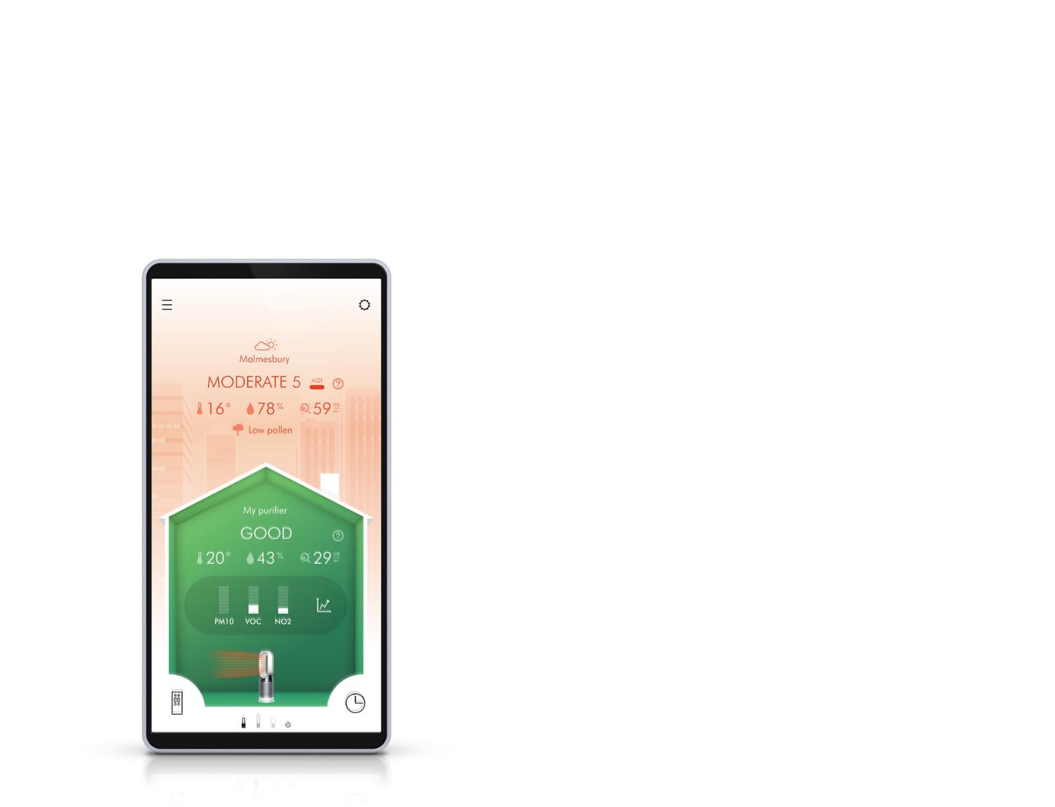 Dyson Link app monitoring pollution in the household